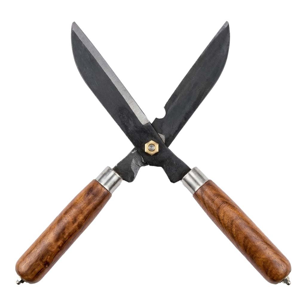 Garden Hedge Shears with Wooden Handle – Heavy-Duty Manual Garden Trimmer — Gardening Tools